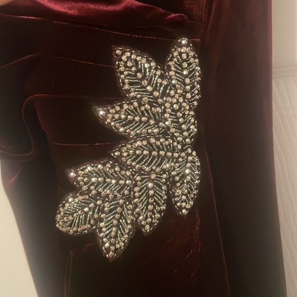 Burgundy Alex evening gown, worn once. No rips or stains retails $225 brand new. - Picture 5 of 6
